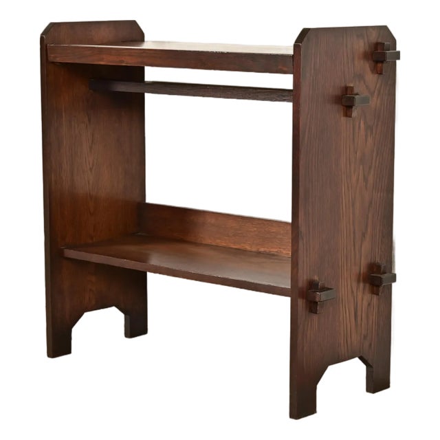 Limbert Style Antique Mission Oak Arts & Crafts Book Trough or Magazine Stand, Newly Refinished For Sale