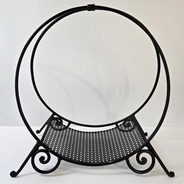Vintage Log Holder in Metal and Perforated Black Metal, 1950s For Sale - Image 12 of 12