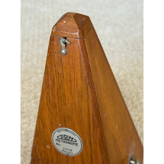 Brown Vintage Mid-Century Czechoslovakian Prim Working Mechanical Metronome in Wood Circa 1960's For Sale - Image 8 of 12