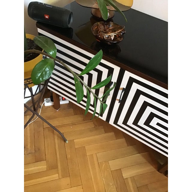 Wood Modular Sideboard with Op Art Motif, 1970s, Set of 3 For Sale - Image 7 of 10