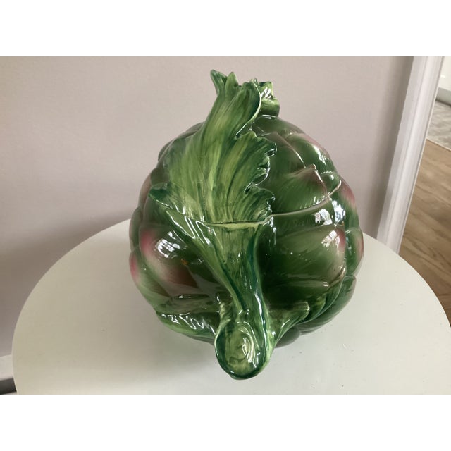 Contemporary Large Ceramic Artichoke Shape Covered Casserole Dish or Soup Tureen For Sale - Image 3 of 10