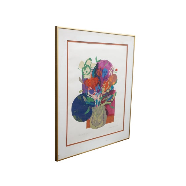 Vintage screen print (serigraph) from a series titled Flowers III by Florence Waze Fink. Her work often featured bold /...