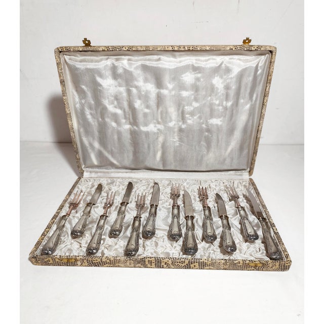 Silver Alpaca Dessert Cutlery Service, Spain, 1950s, Set of 12 For Sale - Image 8 of 8