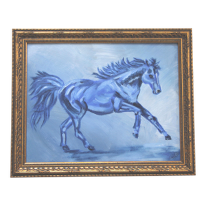 Horse Expressionism Impressionism English Traditional Blue Landscape Original Oil Painting by Cleo Plowden