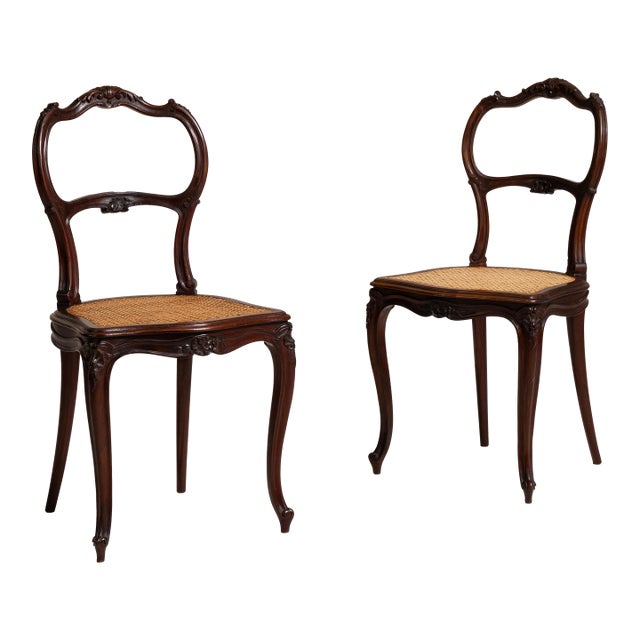 19th Century Pair of Louis Philippe Chairs with Rattan Seats For Sale