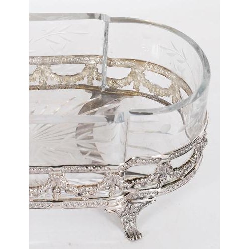 Antique French Silver Plated Louis Revival Cut Crystal Centrepieces, 1860, Set of 2 For Sale - Image 5 of 18