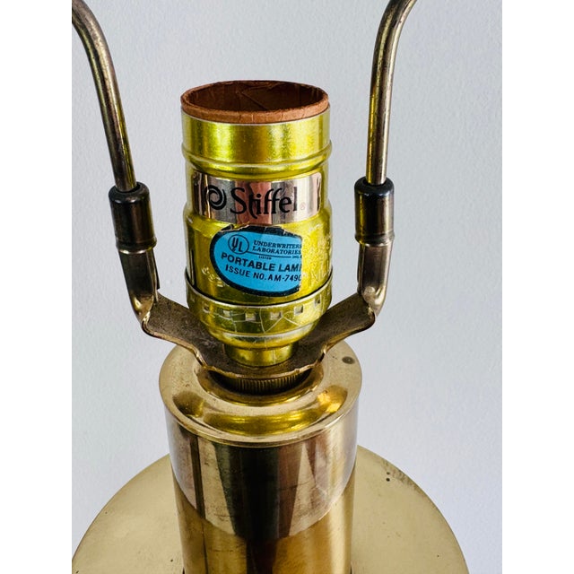 Brass 1960s Tommi Parzinger Style Stiffel Solid Brass Table Lamps, a Pair For Sale - Image 8 of 10