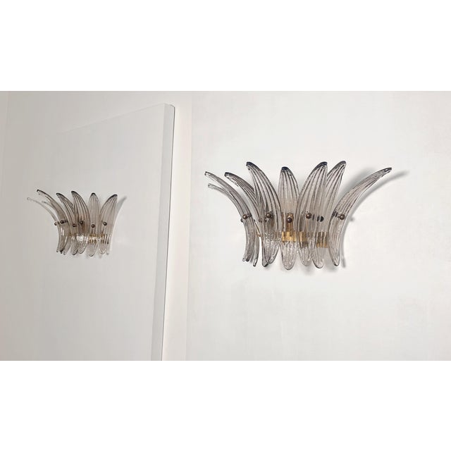 Gray Vintage Smoked Glass Palmette Wall Lights, 1990s, Set of 2 For Sale - Image 8 of 17