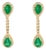 14k Gold Emerald Pear Drop Dangle Earrings With Diamonds- A Pair For Sale