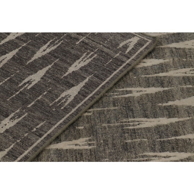 Beige Rug & Kilim’s Block Print Rug Design in Brown With Gray Arrow Motifs For Sale - Image 8 of 8