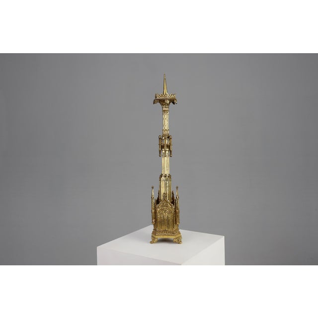 French Neo‑Gothic Copper Church Candleholder, 1880 For Sale - Image 5 of 13