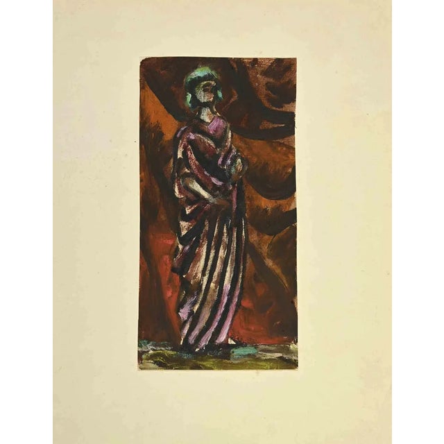 A Draped Woman is a drawing realized in 1920s, by the Artist Ernest Fouard (1883- 1959) . Mixed media on paper. Hand...