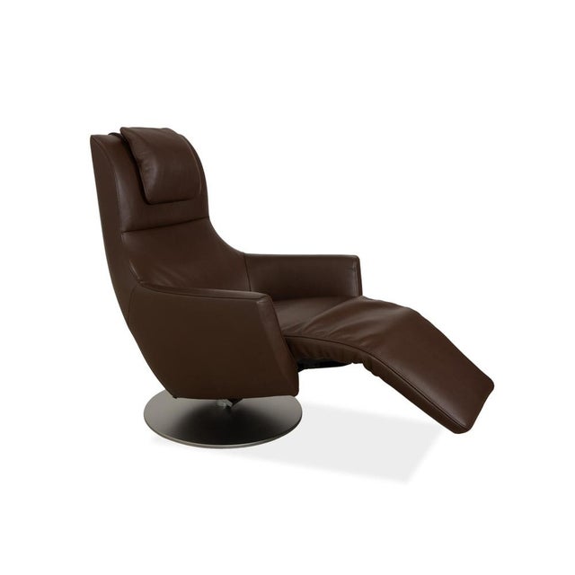 Modern Brown Leather Stand Up Chair with Electric Function Battery from FSM For Sale - Image 3 of 13