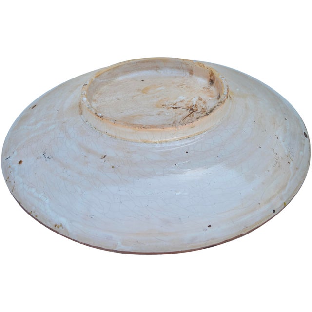 Brown Late 19th Century Handmade Moroccan Judaical Ceramic Decorative Plate For Sale - Image 8 of 8