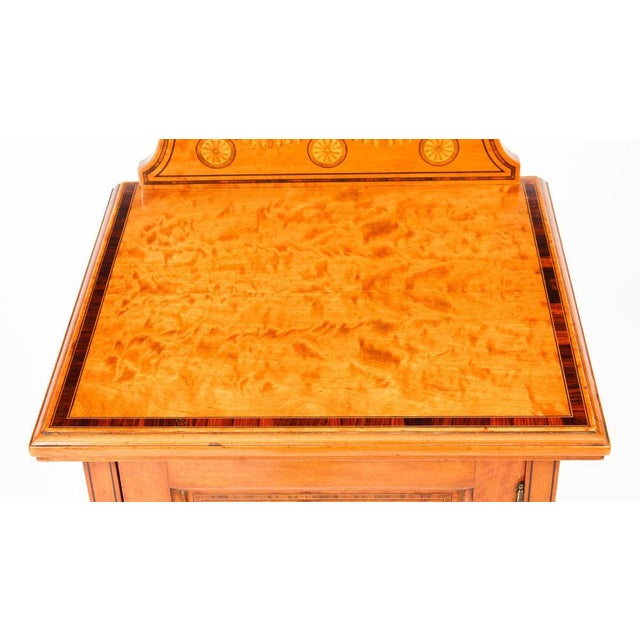 Victorian Satinwood & Inlaid Bedside Cabinet, 19th Century For Sale - Image 6 of 13
