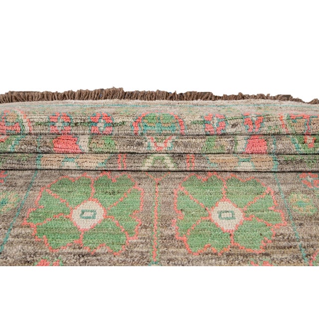 Colorful Modern Oushak Wool Runner For Sale - Image 11 of 13