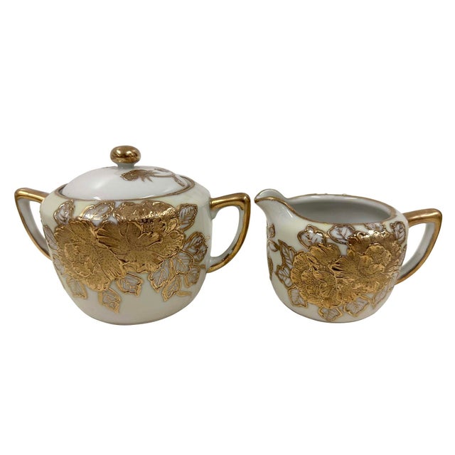 Antique Nippon Nagoya Shofu Gold Porcelain Tea Set for Four For Sale - Image 13 of 15