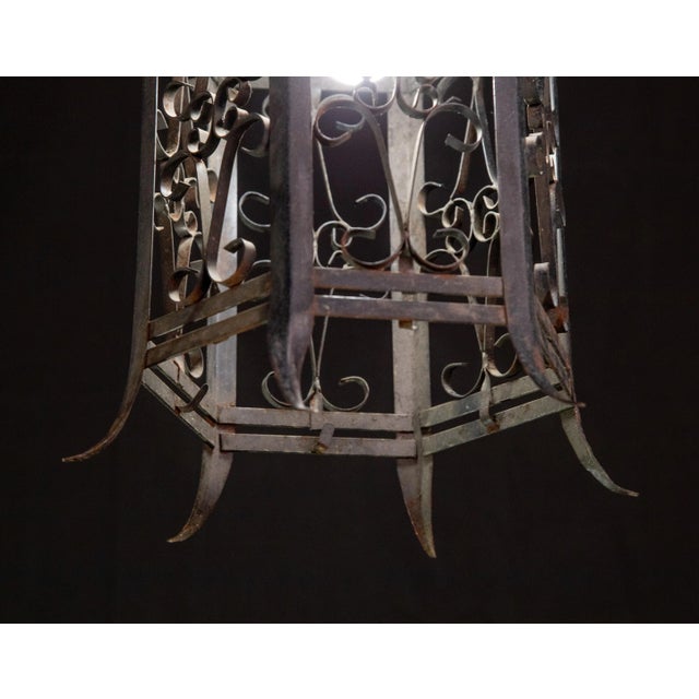 Metal Italian Vintage Iron Outdoor Lantern, 1960s For Sale - Image 7 of 10