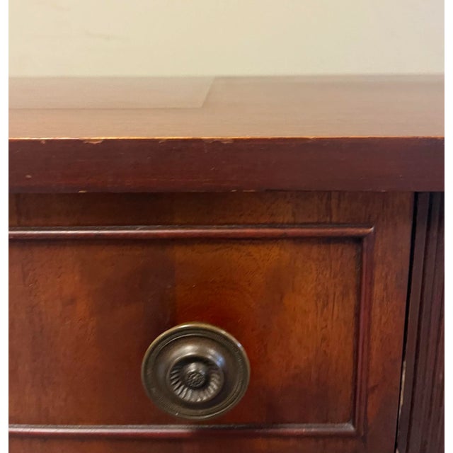 Chestnut Bookcase Console Desk Buffet Mid Century Vintage For Sale - Image 8 of 10