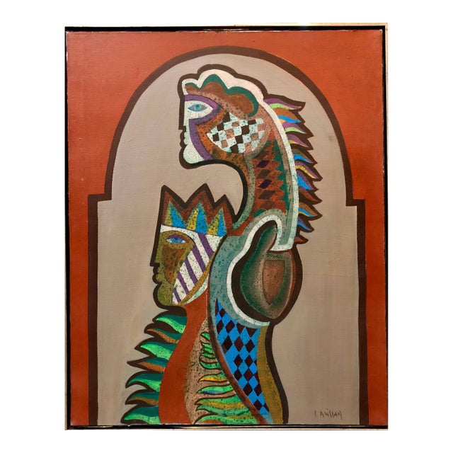 Simon AvissarSurrealist Woman Oil painting French-Moroccan Israeli Bezalel School Painter For Sale