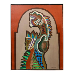 Simon AvissarSurrealist Woman Oil painting French-Moroccan Israeli Bezalel School Painter
