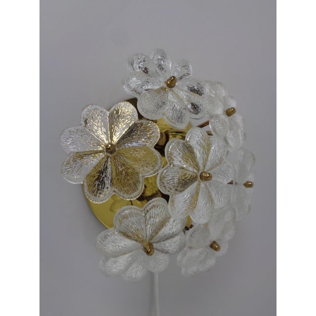 Brass and Crystal Glass Flower Sconces by Ernst Palme for Palwa, 1960s, Set of 2 For Sale - Image 9 of 18