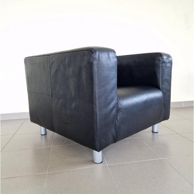 Vintage Black Leather Armchair For Sale - Image 6 of 7