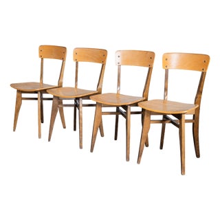 Vintage French Chapel Dining Chairs, 1950s, Set of 4 For Sale