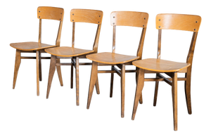 Vintage French Chapel Dining Chairs, 1950s, Set of 4