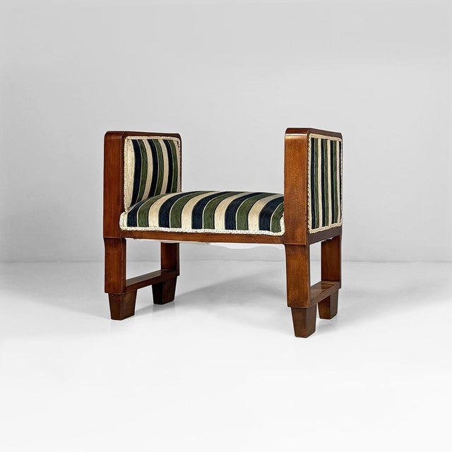 Wood Italian Art Deco Benches in Fabric and Wood, 1930s, Set of 2 For Sale - Image 7 of 18