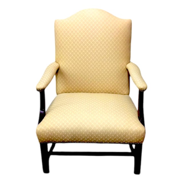 Vintage Arm Chair, Accent Chair, Gold Upholstery For Sale