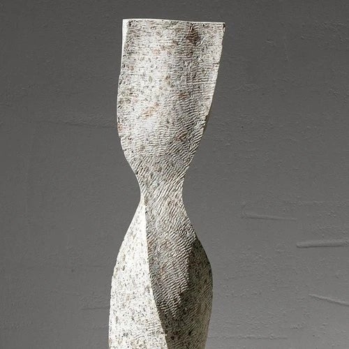 White Stone Tall Floor Vase - Column Series in Bio Concrete For Sale - Image 4 of 14