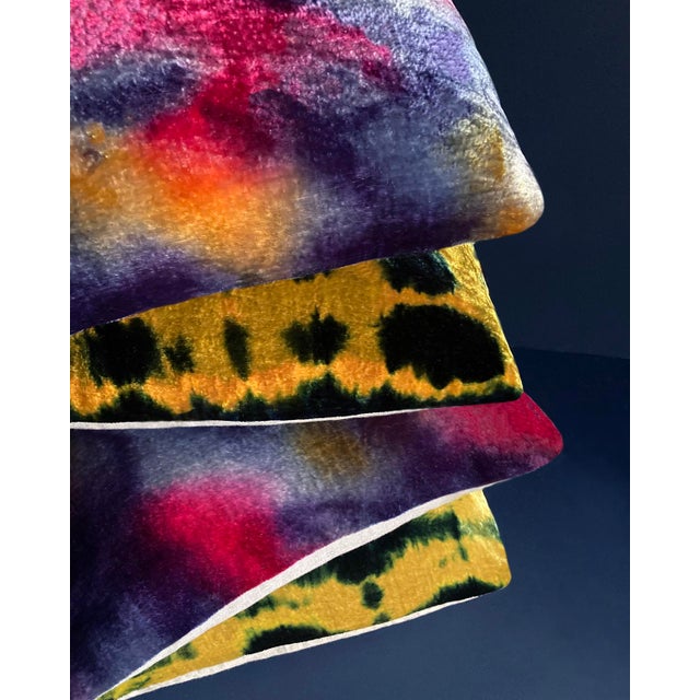 Rousseau Hand Painted Silk Velvet Pillow, Abstract Twilight, 12 X 16 For Sale In New York - Image 6 of 6