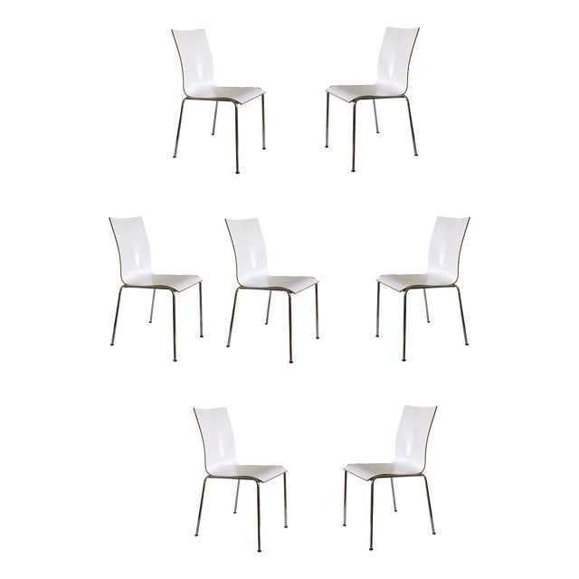 Vintage Red Back Stacking Chairs by Eric Magnussen for Engelbrechts, 1990s, Set of 7 For Sale