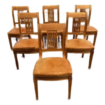 Fine 19th Century Neoclassical Style Leather Dining Chairs - Set of 6 For Sale
