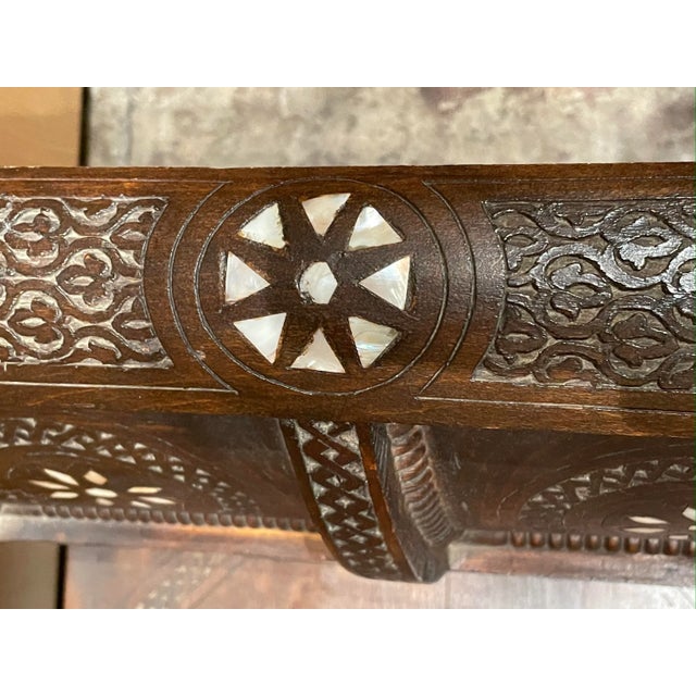 Wood Antique Moorish Carved Savonarola-Style Arm Chair For Sale - Image 7 of 13