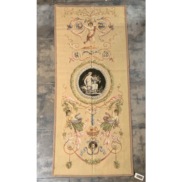 Traditional Vintage Neoclassical Figural and Floral Tapestry – 8'3" × 3'6" For Sale - Image 3 of 8