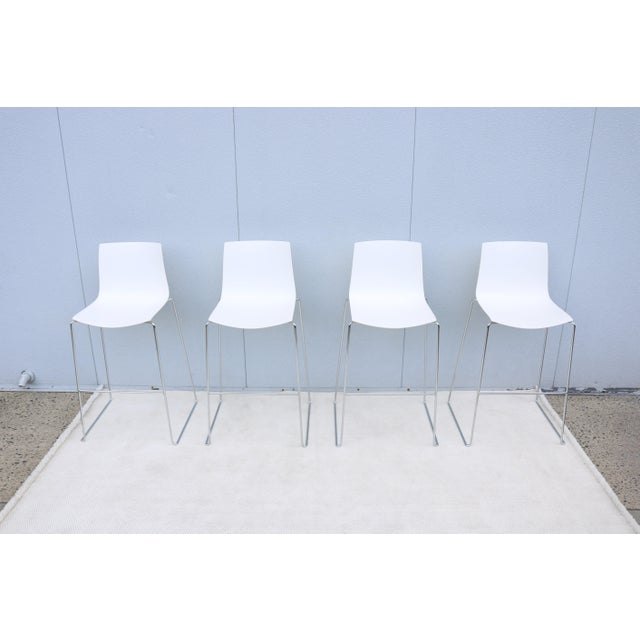 Contemporary Italian Lievore Altherr Molina for Arper Stackable Catifa Bar Stools, Set of 4 For Sale - Image 3 of 18
