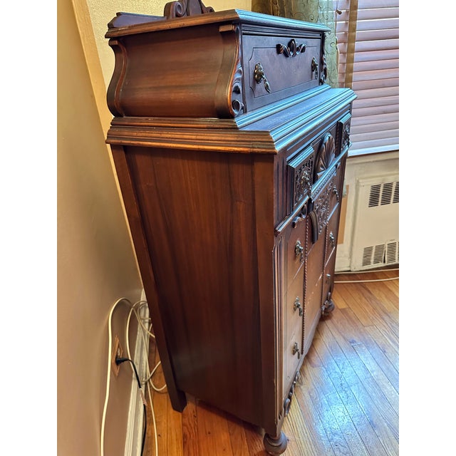 Antique Victorian 1920s Era Tall Wood Dresser | Chairish