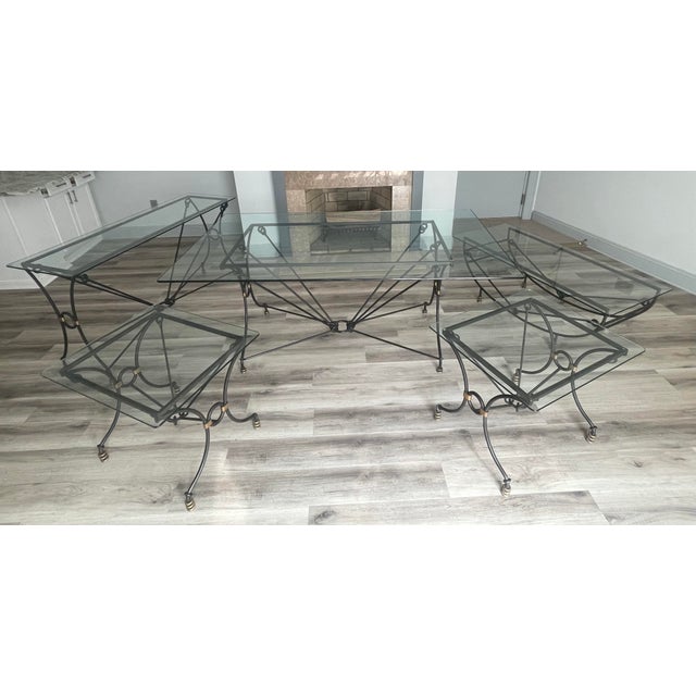 1980s 5-Piece Giacometti Style Brutalist Iron Table Suite - Set of 5 For Sale - Image 18 of 18