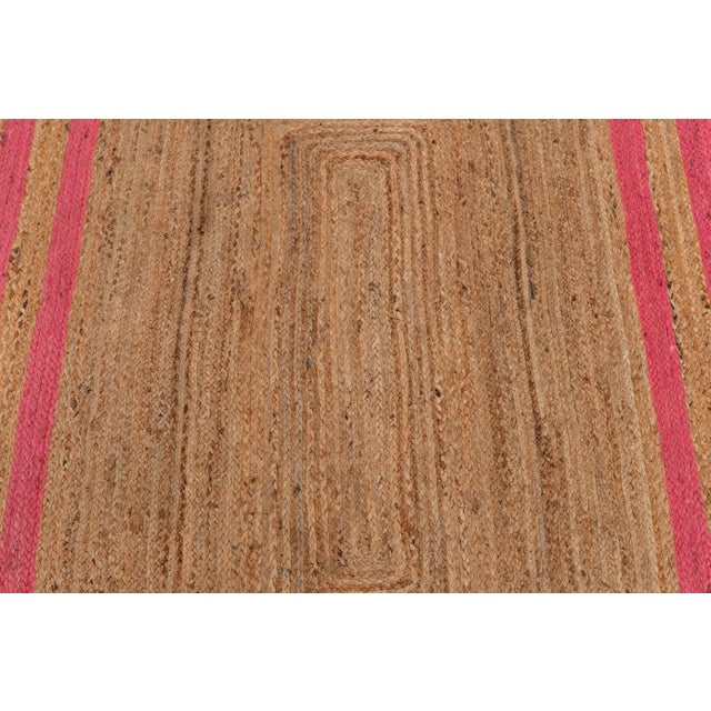 4'x6' Pink Border Rectangle Jute Handmade Rug For Sale - Image 6 of 9