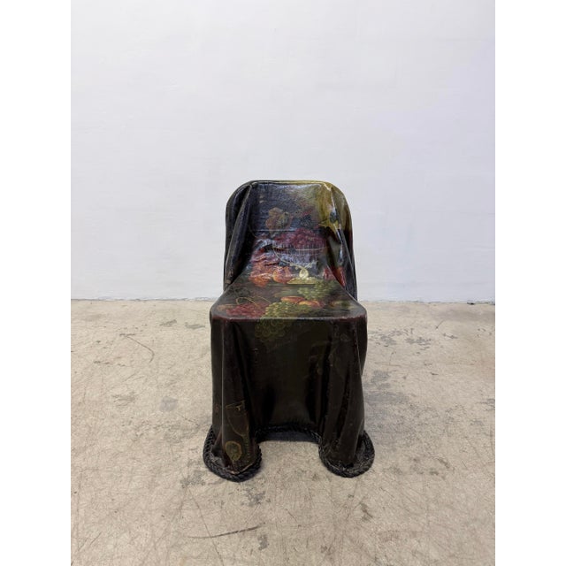 Hand-painted draped fiberglas chair by unknown artist, circa 1990s.
