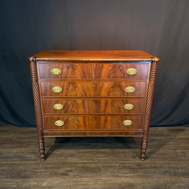 Antique Sheraton Mahogany Cookie Corner Four Drawer Chest Commode For Sale - Image 4 of 14
