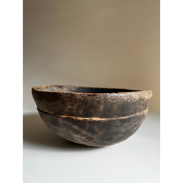 Mid 20th Century Vintage African Wooden Milk Bowl No2 For Sale - Image 5 of 8