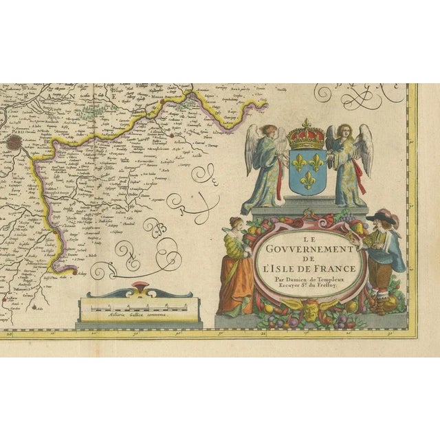 Map of Paris and Isle De France by Templeux, 1650 For Sale - Image 4 of 10