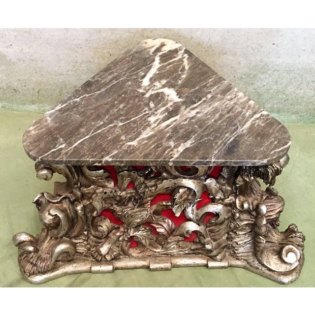 20th Carved Wood Base, Pedestal O Centre, Side Table With Marble Top For Sale - Image 4 of 7
