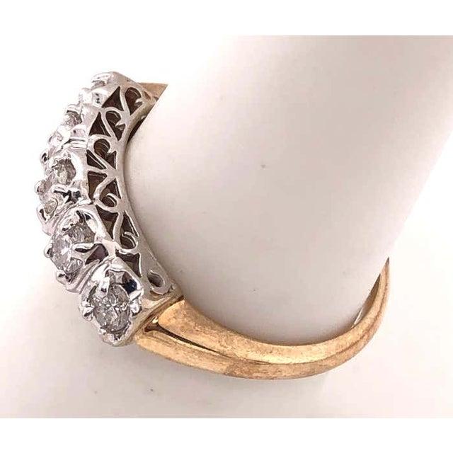 10 Karat Two-Tone Yellow and White Gold Crescent Ring With Five Diamonds For Sale - Image 12 of 12