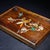 This is a stunning, finely crafted vintage rectangular tray, made from Huanghuali wood (yellow rosewood) and decorated...