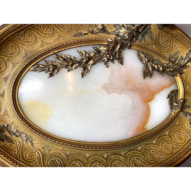 19c French Artisan Classical Bronze Alabaster Server For Sale - Image 17 of 18