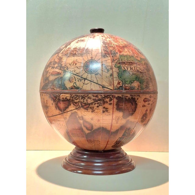Vintage World Map Bar Cabinet - Classic Style, Openable : Fascinating bar cabinet in the shape of a globe, a perfect...